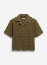 Palermo Crochet Cuban Shirt | Cotton | Olive Green
