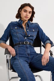 Petite Denim Boiler Jumpsuit | Karen Millen