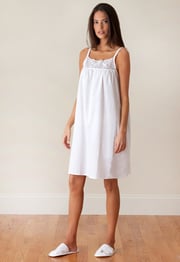 Jenn White Cotton Nightgown, Lace