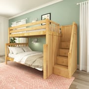 Full XL over Queen High Bunk Bed with Stairs