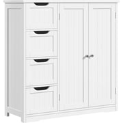 Home.Wooden Bathroom Floor Cabinet, Side Storage Organizer Cabinet with 4 Drawers & Double Doors, Freestanding. - AliExpress 