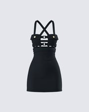 Miranda Black Ponte Mini Dress