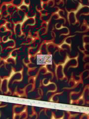 Fleece Printed Fabric Fire Flame / Black/Orange Flames / Sold By The yard