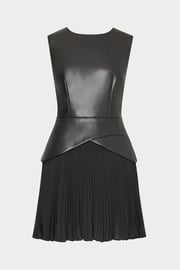 Haddy Leather Pleated Combo Mini Dress