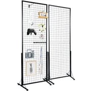 VEVOR 2' x 5.6' Grid Wall Panels Tower, 2 Packs Wire Gridwall Display Racks with T-Base Floorstanding, Double Side Gridwall Panels for Art Craft Shows, Retail Display with Extra Clips and Hooks