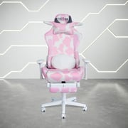 Pink Cow Gaming Chair with Footrest