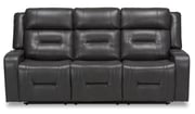 Ryker 82.5" Faux Leather Reclining Sofa with Storage Arms - Grey | Sofa inclinable Ryker de 82,5 po en similicuir avec accoudoirs de rangement - gris