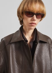 Prescott Grained Faux Leather Jacket - Brown
