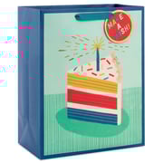 13" Candle and Cake Slice Large Birthday Gift Bag