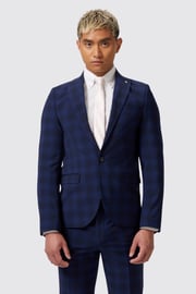 Barlow Slim Fit Navy Wool Check Jacket