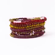 Game Day Beaded 10 Strand Stretch Bracelet Set Garnet + Gold