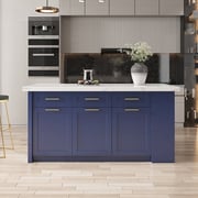 72" Large Blue Kitchen Island with Storage Modern Kitchen Cabinet