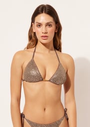Removable Padding Triangle Swimsuit Top Glittering Net