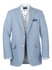 Wool Houndstooth Single Breasted Peak Lapel Sport Coat - Ocean Blue