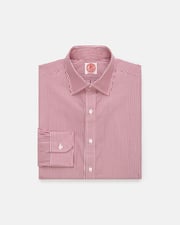Made-in-USA Thomas Mason Red Bengal Stripe Spread Collar Dress Shirt - Regular Fit