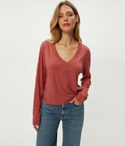 Brea Cropped V-Neck Tee