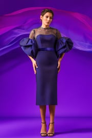 Puff sleeves midi dress