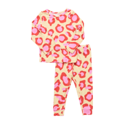 Kids Bamboo PJ Set - Yellow Oversized Leopard