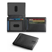Mens Ultra Thin RFID Leather Wallet with ID Window and Carbon Fiber Detail