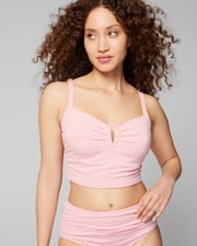 Seersucker V-Wire Cropped Bikini