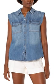 SLEEVELESS SHIRT WITH POCKETS