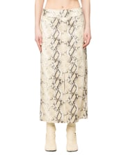 Python Embossed Midi Skirt - Beige