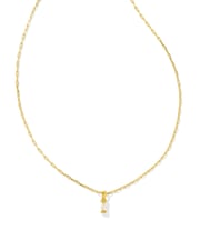 Phoebe Gold Short Pendant Necklace in White Crystal