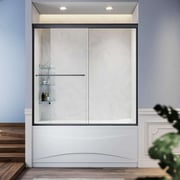 SUNNY SHOWER 60" x 62" Bathtub Shower Door & Double Sliding Door for tub, Black Finish / Brushed Nickel Finish / Chrome Finish