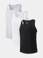 3 Packs Bamboo Rayon Crew Neck Tank Tops