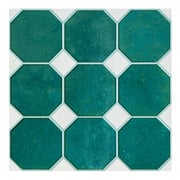 3D Green and White Geometric Peel and Stick Wall Tile