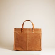 Medium Mimi - Suede Caramel with Stitching
