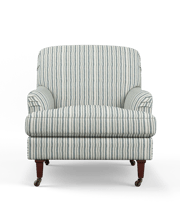 Large Coleridge Armchair with Linen Fixed Cover - Perfect Navy Ticking Stripe