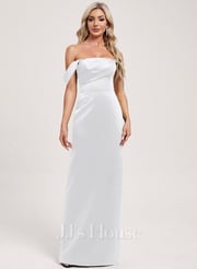 Sheath/Column Off the Shoulder Floor-Length Satin Bridesmaid Dress (007301750)