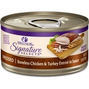 Wellness Signature Selects Grain Free Natural Shredded White Meat Chicken and Turkey Entree in Sauce Wet Canned Cat Food