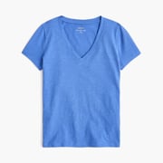 Short-sleeve vintage cotton V-neck tee