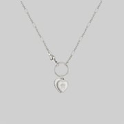 VALENTINA. Multi Heart Charm Clasp Necklace - Silver