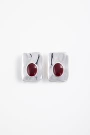 Hammer Stone Earring (Silver/Oxblood)