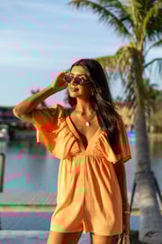 I Want A Creamsicle Textured Solid Romper