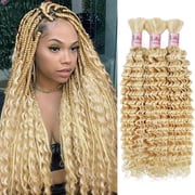 613 Blonde Deep Wave Bulk Human Hair For Braiding 100% Unprocessed Bulk Human Hair Extensions No Weft Human Hair For Braiding