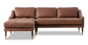 Brando 83" Leather Sofa Sectional Left, Milano Mocha