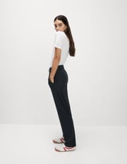 Woven Straight Leg Trousers with Stretch