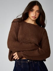 MISSGUIDED Oversized Boucle Knit Crew Neck Sweater
