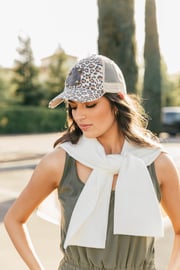 LV Tan Leopard Hat
