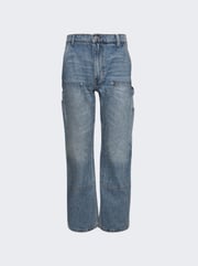 High Waisted Bowed Carpenter Pant Classic Worn Indigo