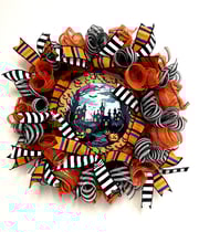 Halloween Spooky House Sign Wreath - Made By Designer Genine