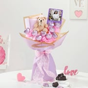 Personalized Teddy And Fridge Magnet Bouquet
