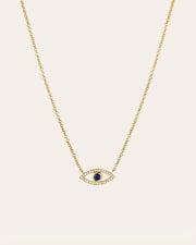 Diamond & Sapphire Evil Eye Necklace