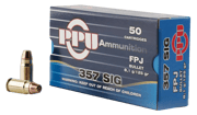 PPU PPH357S Handgun 357 Sig 125 GR Flat Point Jacketed 50 Bx/ 20 Cs