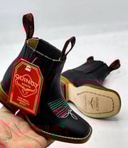 Botines Charros para Niño Punta Cuadrada de Cuero Color Negro Q42B2705