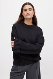 Folded Sleeve Knitted Sweater